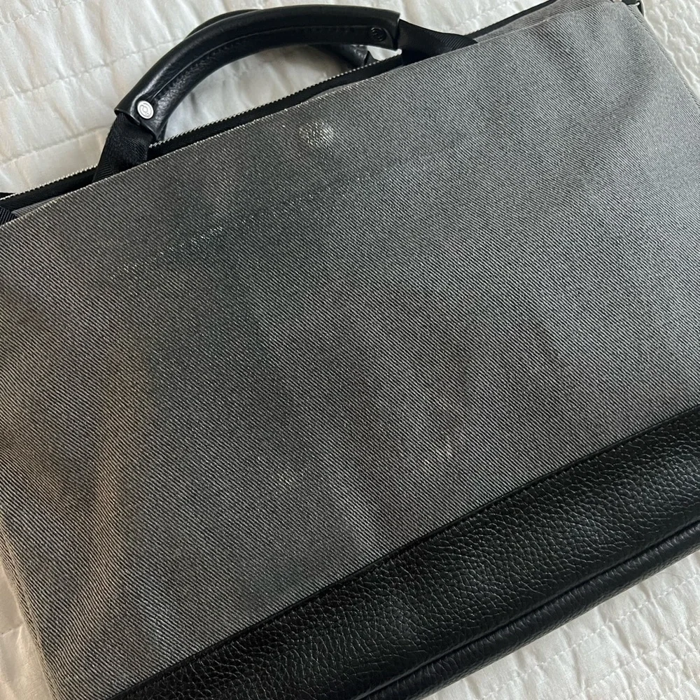 Booq Black Leather and Gray Laptop Messenger Bag